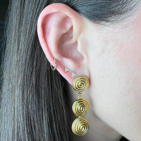 New! “Aphrodite” Swirl Gold Drop Earrings - Picture 3 of 3